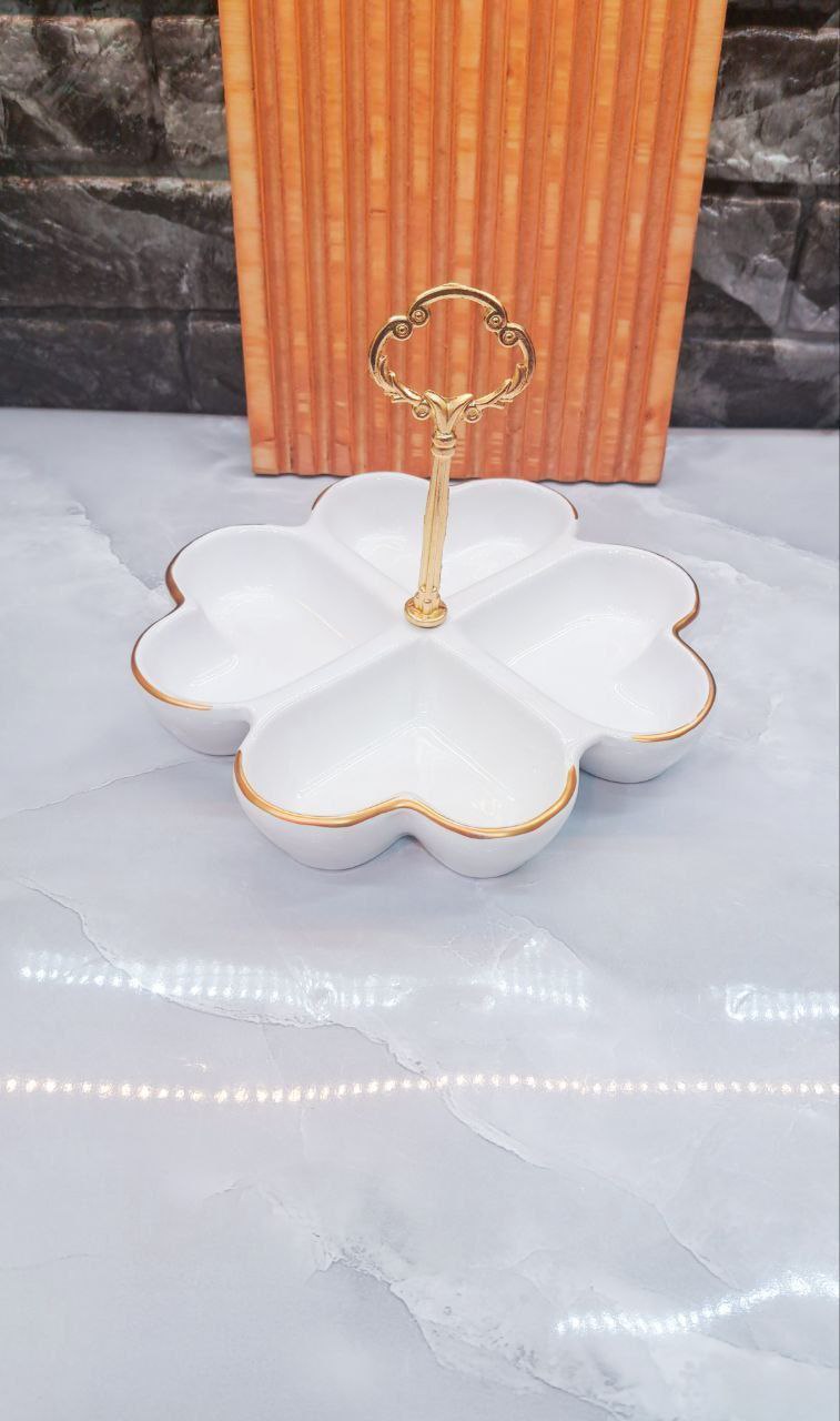 اردو خوری ۴خانه دسته دار لب طلا سرامیکی