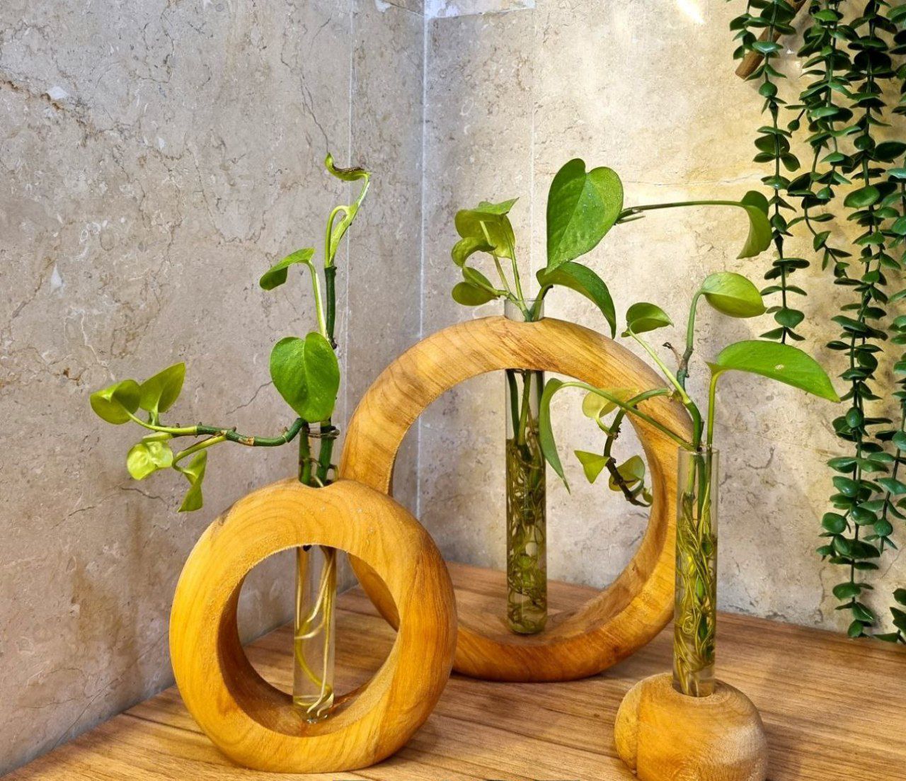 ست گلدان چوبی پرهون